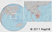 Gray Location Map of Dong Thap, within the entire country, hill shading
