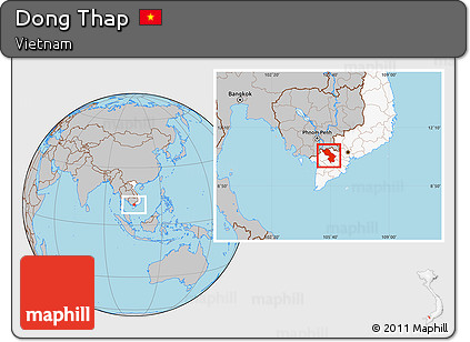 Gray Location Map of Dong Thap, highlighted country