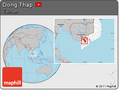 Gray Location Map of Dong Thap, highlighted country