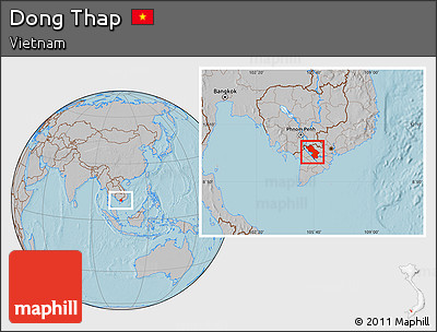 Gray Location Map of Dong Thap, hill shading