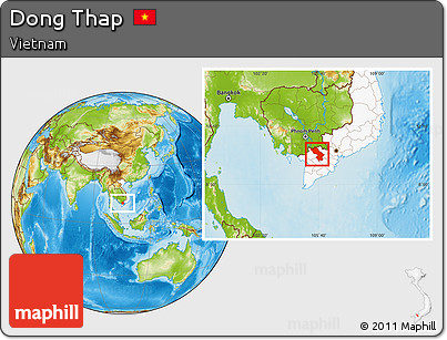 Physical Location Map of Dong Thap, highlighted country