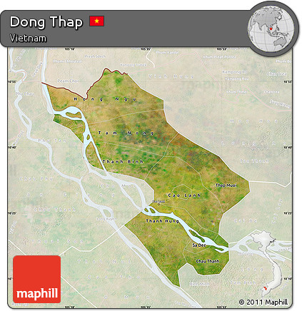 Satellite Map of Dong Thap, lighten