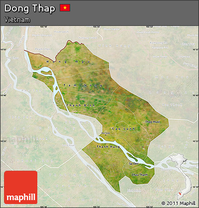 Satellite Map of Dong Thap, lighten