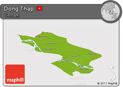 Physical Panoramic Map of Dong Thap, cropped outside