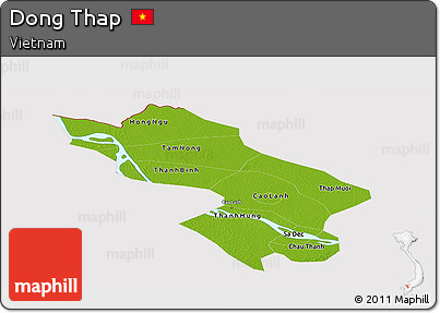 Physical Panoramic Map of Dong Thap, cropped outside