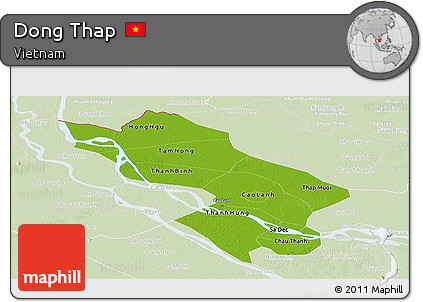 Physical Panoramic Map of Dong Thap, lighten