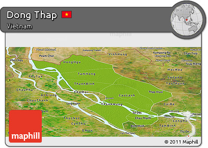 Physical Panoramic Map of Dong Thap, satellite outside