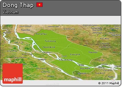 Physical Panoramic Map of Dong Thap, satellite outside