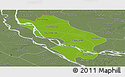 Physical Panoramic Map of Dong Thap, semi-desaturated