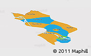 Political Panoramic Map of Dong Thap, cropped outside