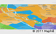 Political Panoramic Map of Dong Thap, political shades outside
