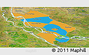 Political Panoramic Map of Dong Thap, satellite outside