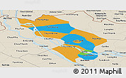 Political Panoramic Map of Dong Thap, shaded relief outside