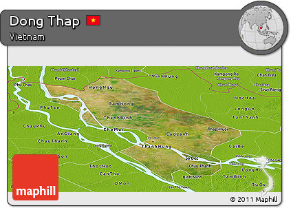 Satellite Panoramic Map of Dong Thap, physical outside