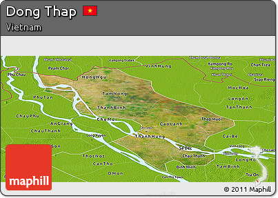 Satellite Panoramic Map of Dong Thap, physical outside