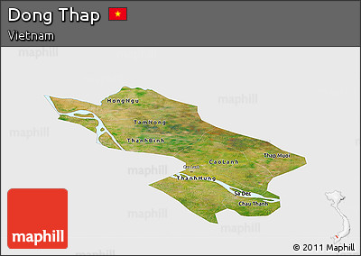 Satellite Panoramic Map of Dong Thap, single color outside