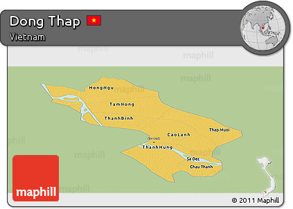 Savanna Style Panoramic Map of Dong Thap, single color outside
