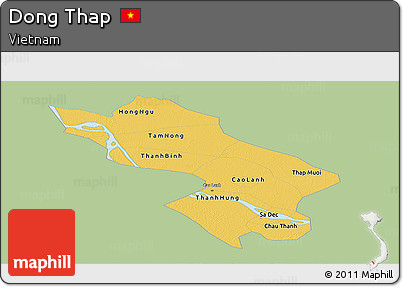 Savanna Style Panoramic Map of Dong Thap, single color outside