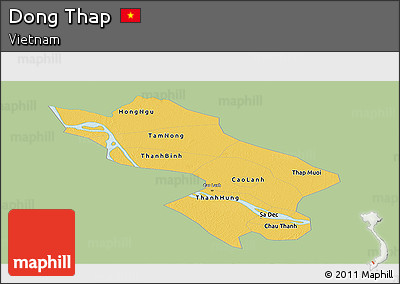 Savanna Style Panoramic Map of Dong Thap, single color outside