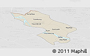 Shaded Relief Panoramic Map of Dong Thap, lighten, desaturated