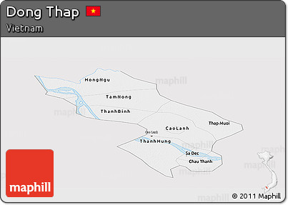 Silver Style Panoramic Map of Dong Thap, single color outside