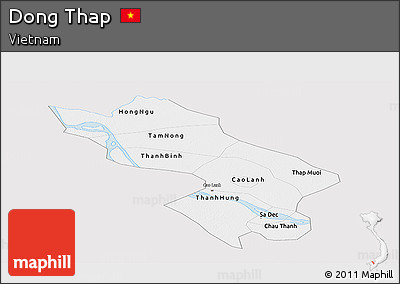 Silver Style Panoramic Map of Dong Thap, single color outside