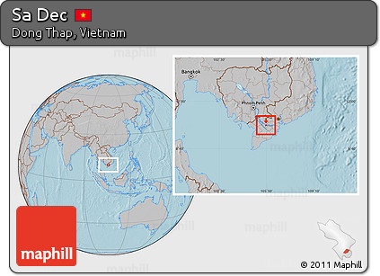 Gray Location Map of Sa Dec, hill shading