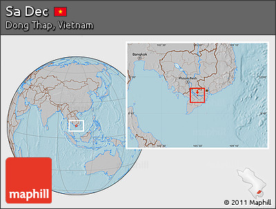 Gray Location Map of Sa Dec, hill shading
