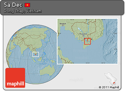 Savanna Style Location Map of Sa Dec, hill shading