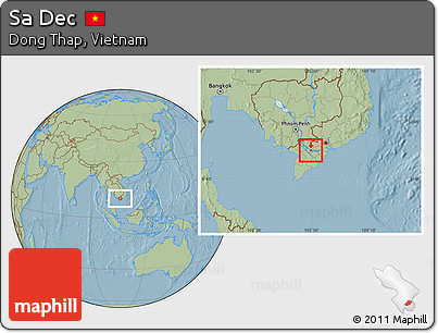 Savanna Style Location Map of Sa Dec, hill shading