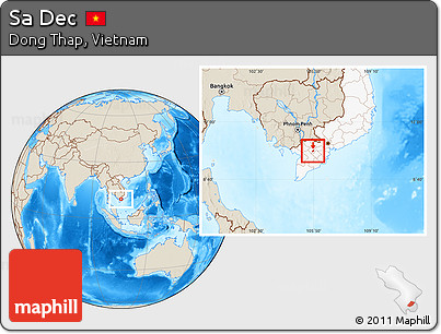 Shaded Relief Location Map of Sa Dec, highlighted country