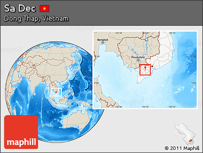 Shaded Relief Location Map of Sa Dec, highlighted country