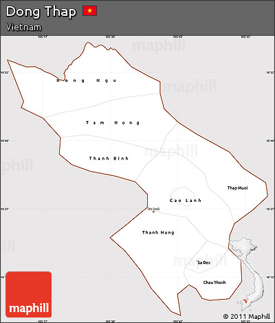 Classic Style Simple Map of Dong Thap, cropped outside