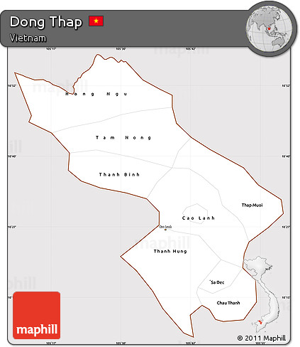 Classic Style Simple Map of Dong Thap, cropped outside