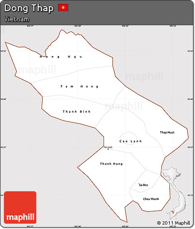 Classic Style Simple Map of Dong Thap, cropped outside