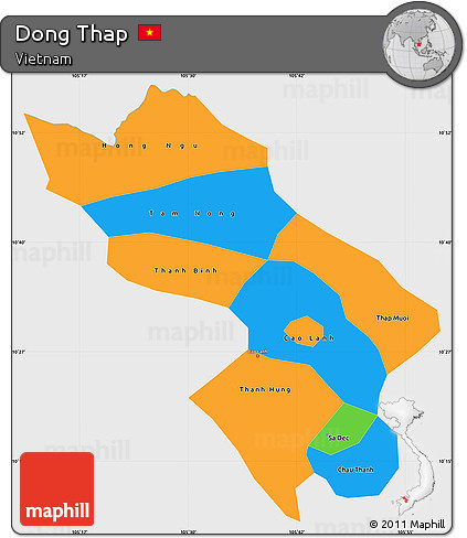 Political Simple Map of Dong Thap, single color outside