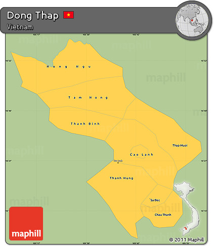 Savanna Style Simple Map of Dong Thap, single color outside