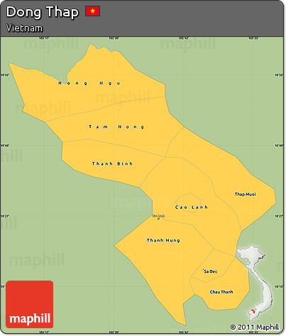 Savanna Style Simple Map of Dong Thap, single color outside