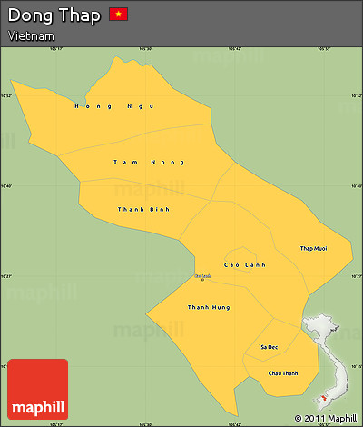 Savanna Style Simple Map of Dong Thap, single color outside