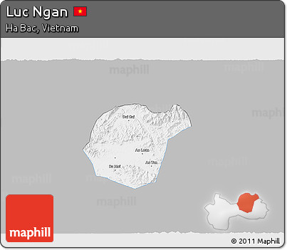 Gray 3D Map of Luc Ngan, single color outside