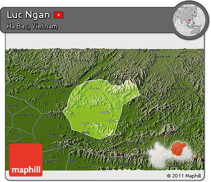 Physical 3D Map of Luc Ngan, darken