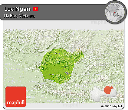 Physical 3D Map of Luc Ngan, lighten