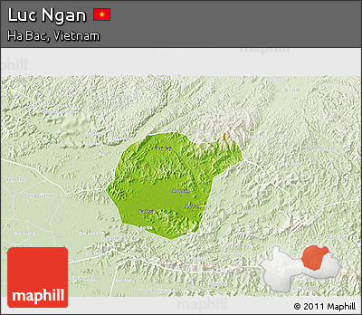 Physical 3D Map of Luc Ngan, lighten