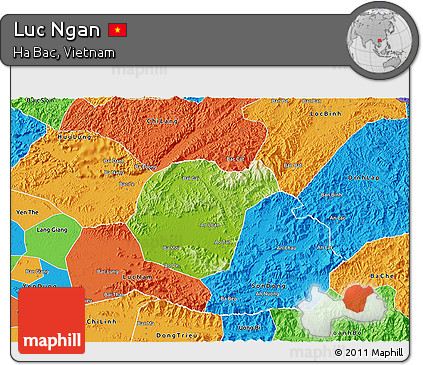 Physical 3D Map of Luc Ngan, political outside