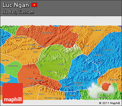 Physical 3D Map of Luc Ngan, political outside