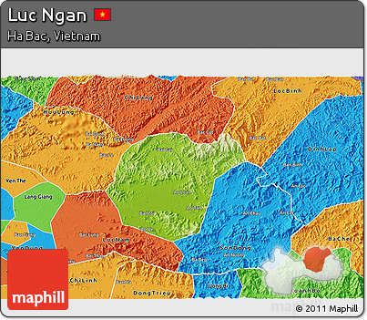 Physical 3D Map of Luc Ngan, political outside