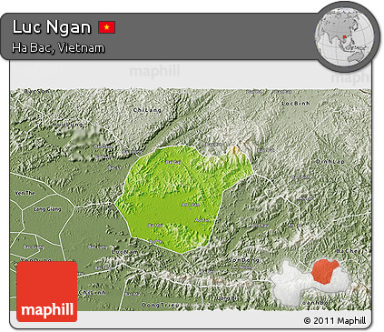 Physical 3D Map of Luc Ngan, semi-desaturated