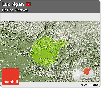 Physical 3D Map of Luc Ngan, semi-desaturated