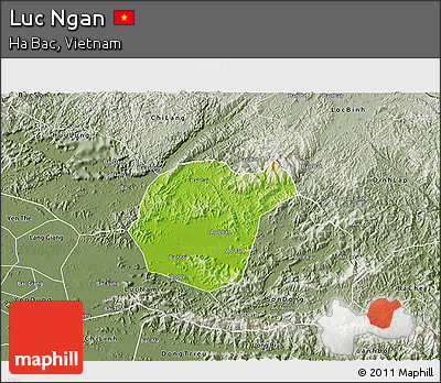 Physical 3D Map of Luc Ngan, semi-desaturated
