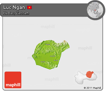 Physical 3D Map of Luc Ngan, single color outside